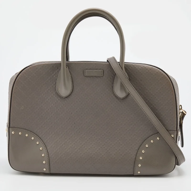 Gucci Light Taupe Diamante Leather Satchel