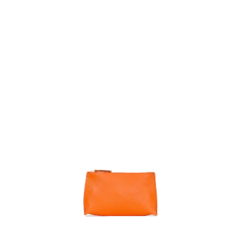 LIPSTICK POUCH BRIGHT ORANGE ITALIAN PEBBLE