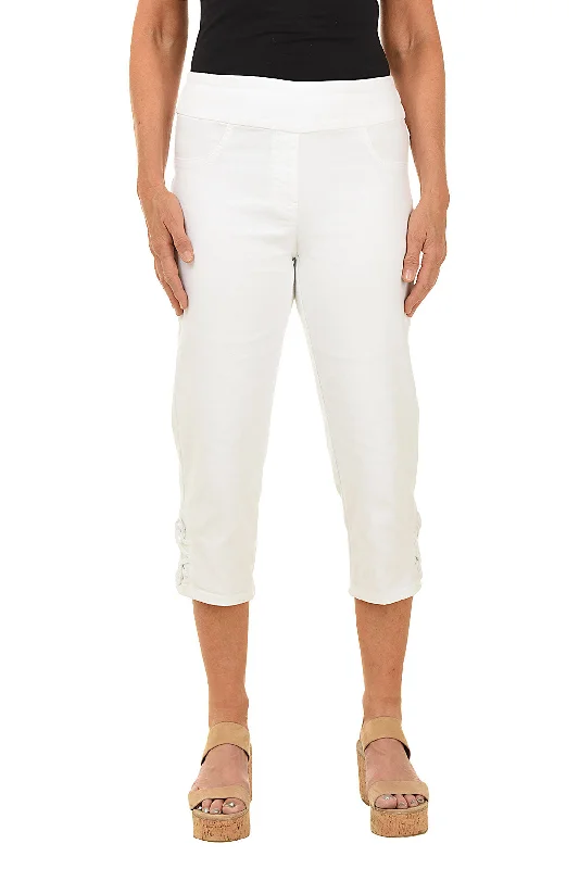 Spring Breeze Braided Hem Denim Capri Pant