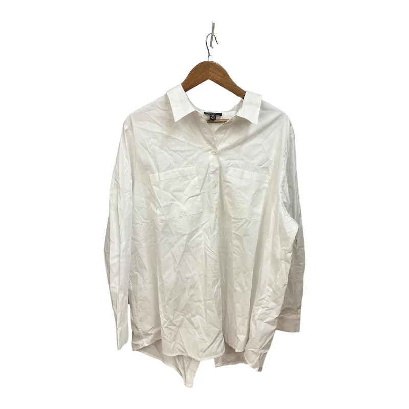 Blouse Long Sleeve By Lord And Taylor In White, Size: 3x