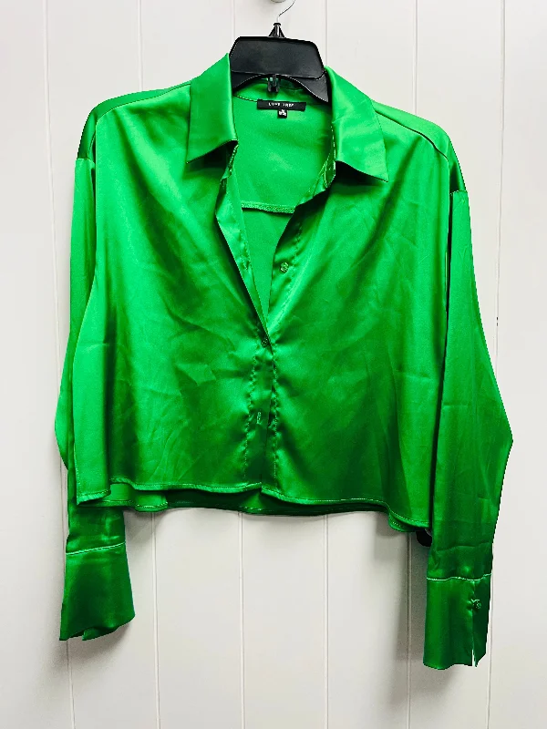 Blouse Long Sleeve By Love Tree In Green, Size: M