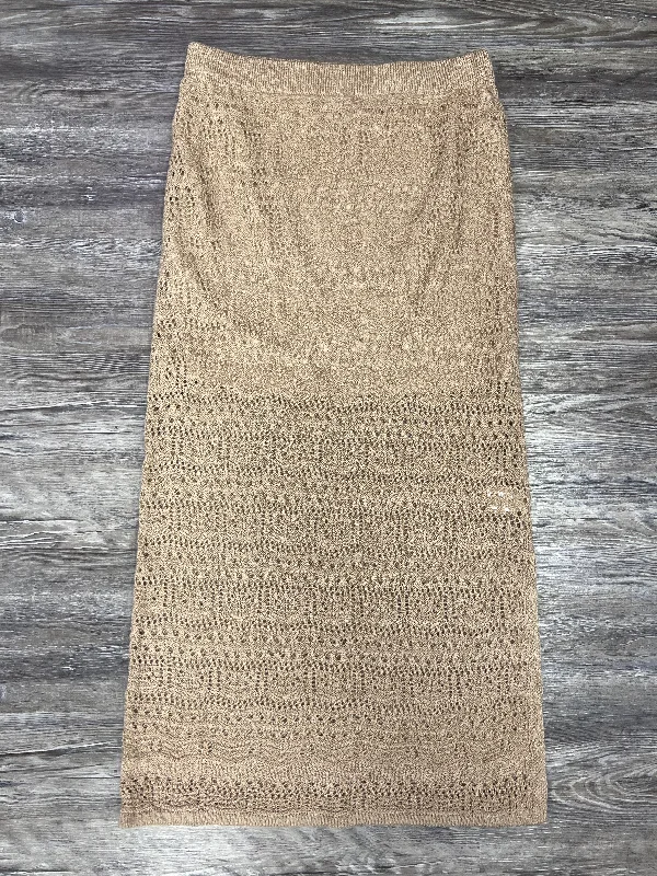 Skirt Midi By Clothes Mentor In Tan, Size: L