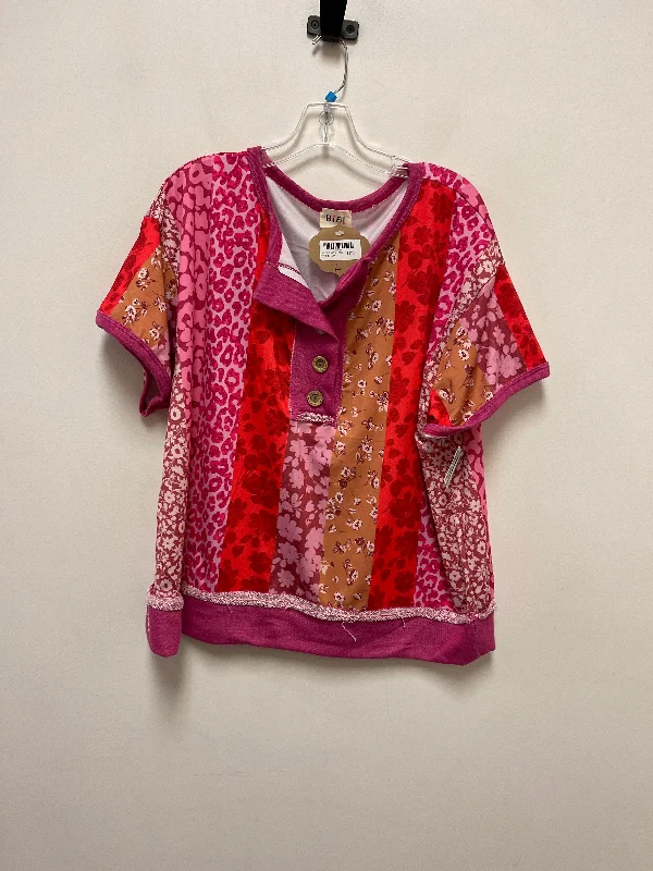 Top Short Sleeve By Bibi In Pink, Size: L