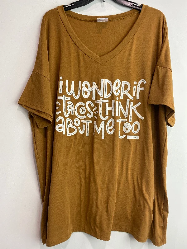 Top Short Sleeve By Lularoe In Brown, Size: 3x