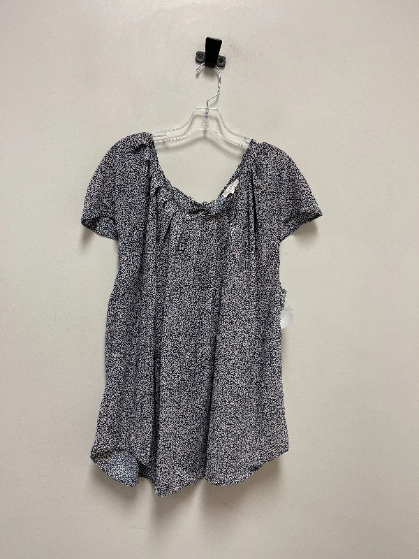 Tunic Short Sleeve By Lc Lauren Conrad In Blue & Cream, Size: 3x