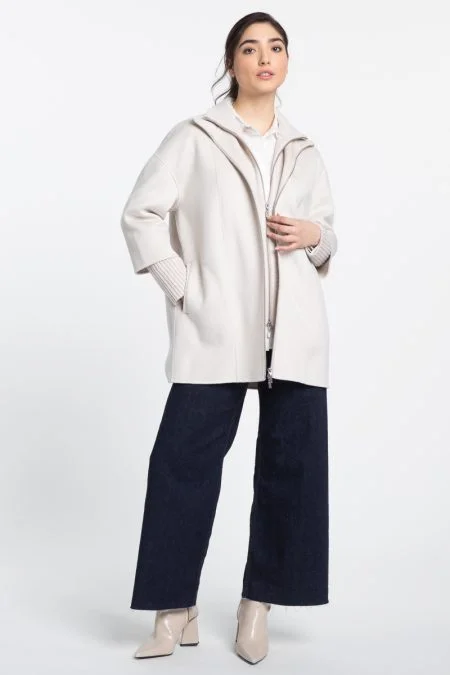 Kinross Cashmere Knit Insert Zip Mock Coat