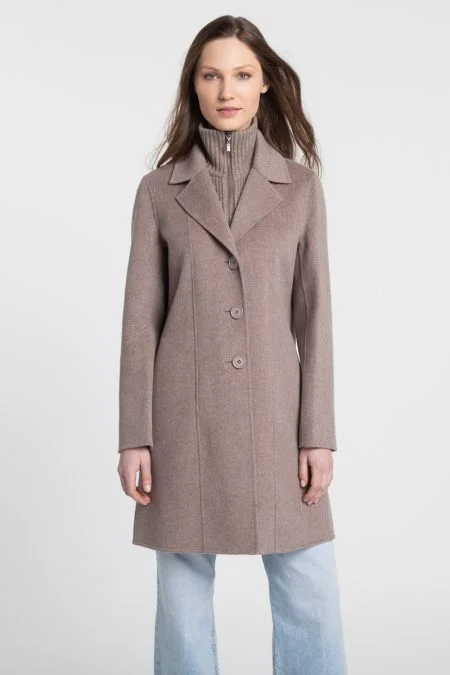 Kinross Cashmere Knit Insert Notch Collar Coat