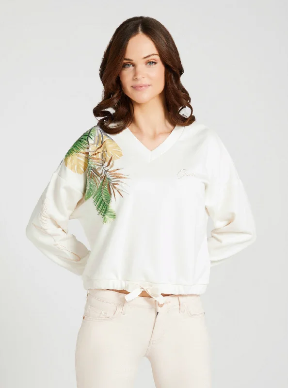 Eco White Glam Palm Jumper